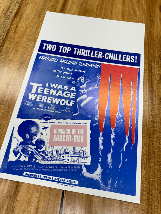 Teenage Werewolf First Edition Standard Original Movie Cards/Posters - 14 x 22